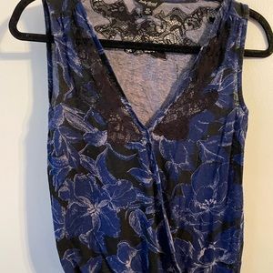 Moving to a smaller closet sale.  Lucky Brand black/blue sleeveless top.
